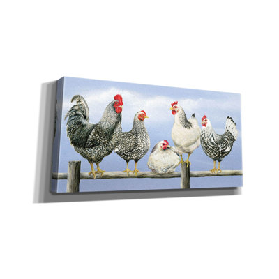'Black & White Hens 1' by Janet Pidoux, Canvas Wall Art
