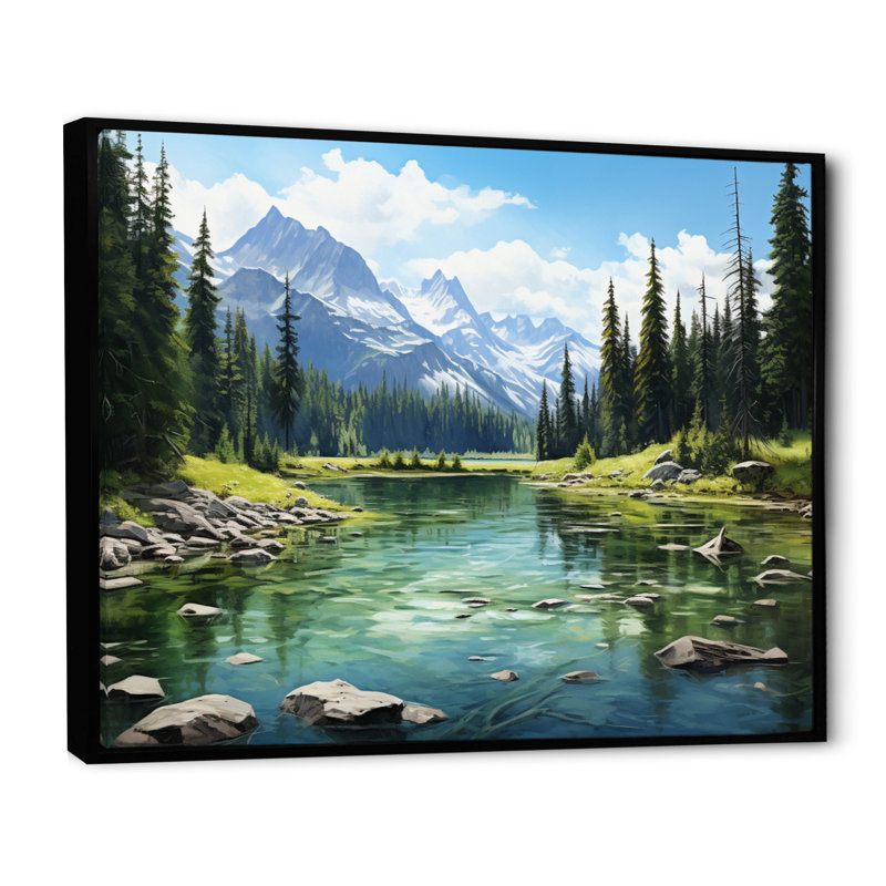 " Canada Banff Symphony I ", 30" H x 40" W x 1.5" D, Black Floater Framed