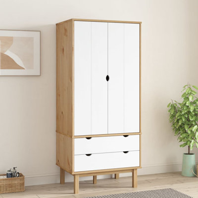 2 Door Solid + Manufactured Wood Wardrobe