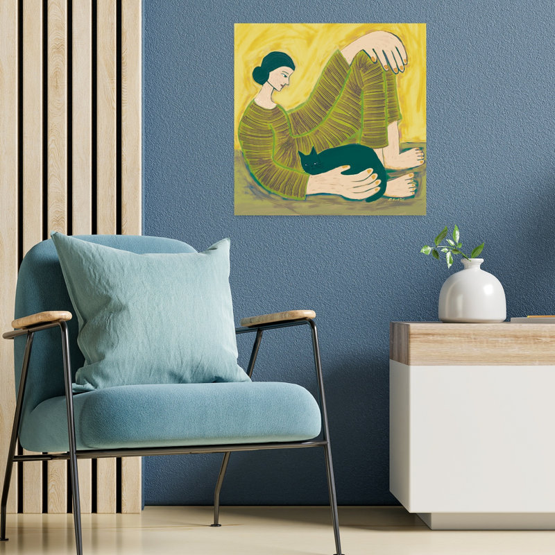 Art contemporain, impression de chat contemporain impressionniste, H 18 po x l 18 po