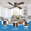 Ventilateur de plafond encastré 48 pouces 4 pales noir et brun avec télécommande, noir et or NAB-2072707659-2072707660