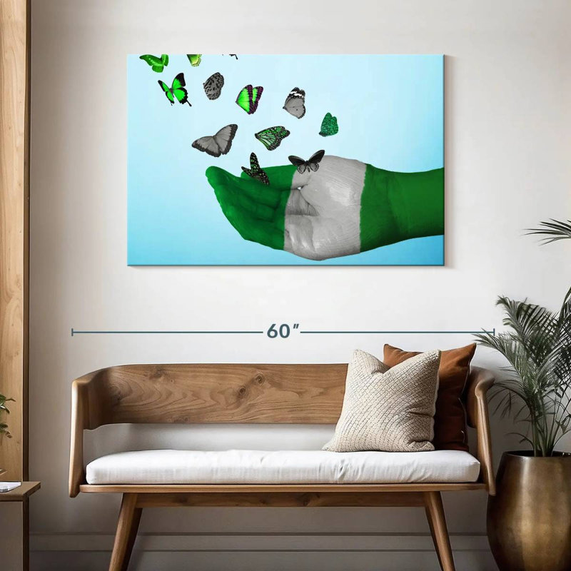 Borges Nigeria Flag Butterflies, 30" H x 45" W
