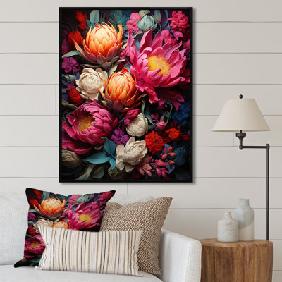 «Rustic Ruby Flower Impression I - Flowers», art mural