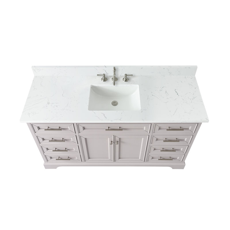 Thompson 60" W Single Bathroom Vanity, Taupe/Brushed Nickel