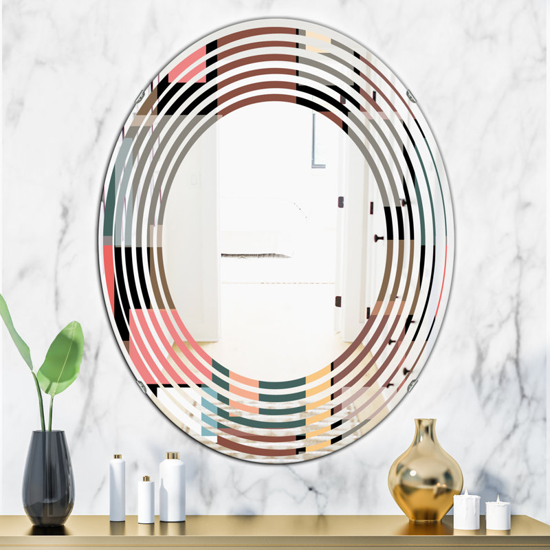 Miroir mural sans cadre wave square design ii modern, H 31,5 po x l 23,7 po