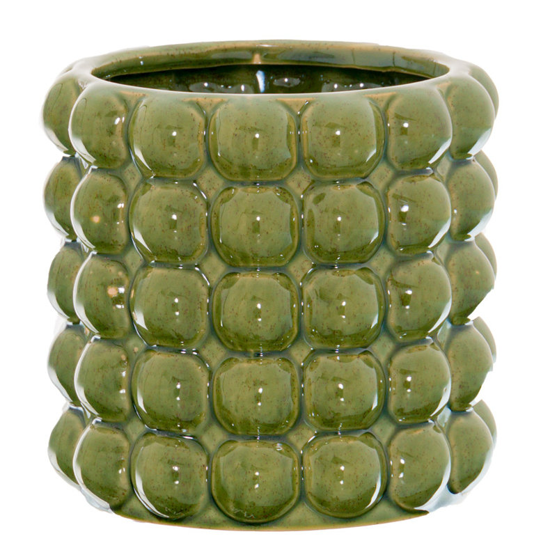 Whittemore Ceramic Pot Planter, Green, 20 cm H x 20 cm W x 20 cm D