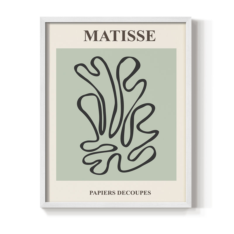 Matisse CXIV, reproduction encadrée - bois massif, Blanc, H 28 po x l 22 po