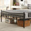 YT Black Metal Bed Frame with Unique Patterned Headboard and Footboard-1198516655