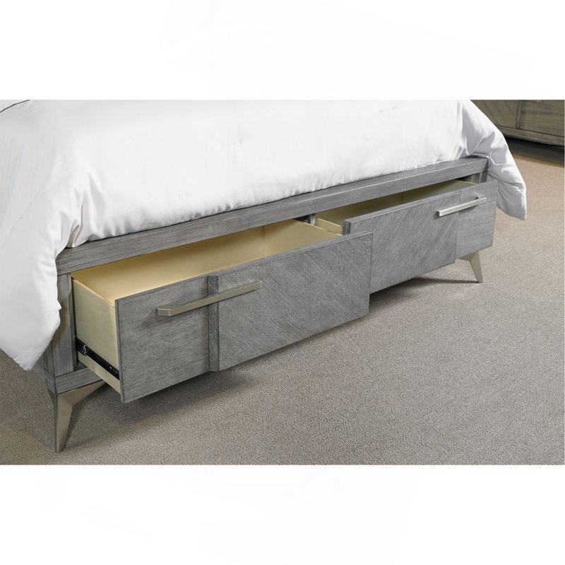 Grand lit de rangement gris avec placage assorti