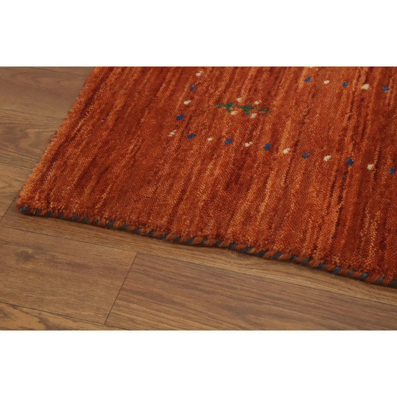 Tapis carré indien carré orange 6x6