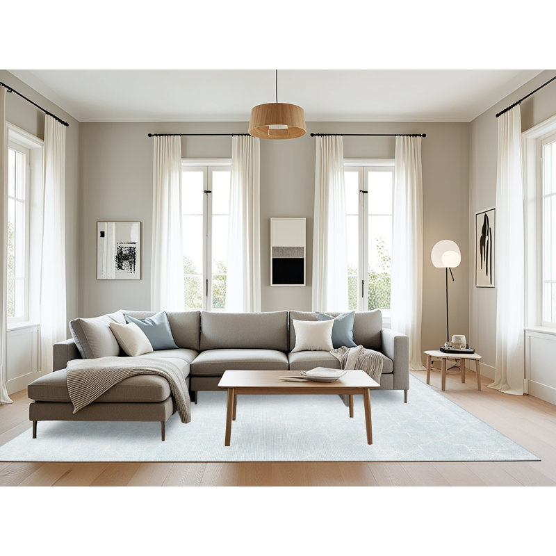 Tapis contemporain gris / blanc, Rectangle 8 pi x 10 pi