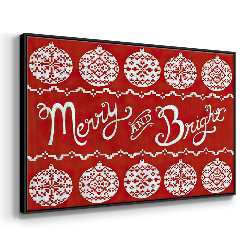 Toile tendue encadrée Fair Isle Snowflake II, Cadre flottant noir, H 25 po x l 37 po x P 1,5 po