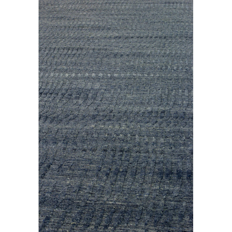 Sound Waves Wool Area Rug in Blue/Graphite, Rectangle 10'3" x 13'11"