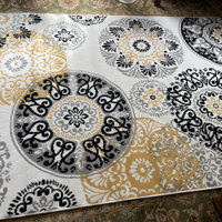 Highlawn Damask Indoor / Outdoor Area Rug in Yellow/Black/White Andover Mills Rug Size: Rectangle 7'9 x 10'6