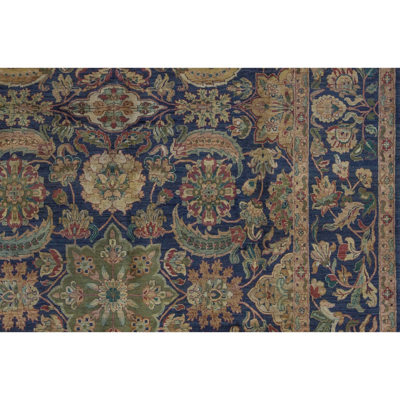 Tapis noir et noir de haute qualité noué à la main