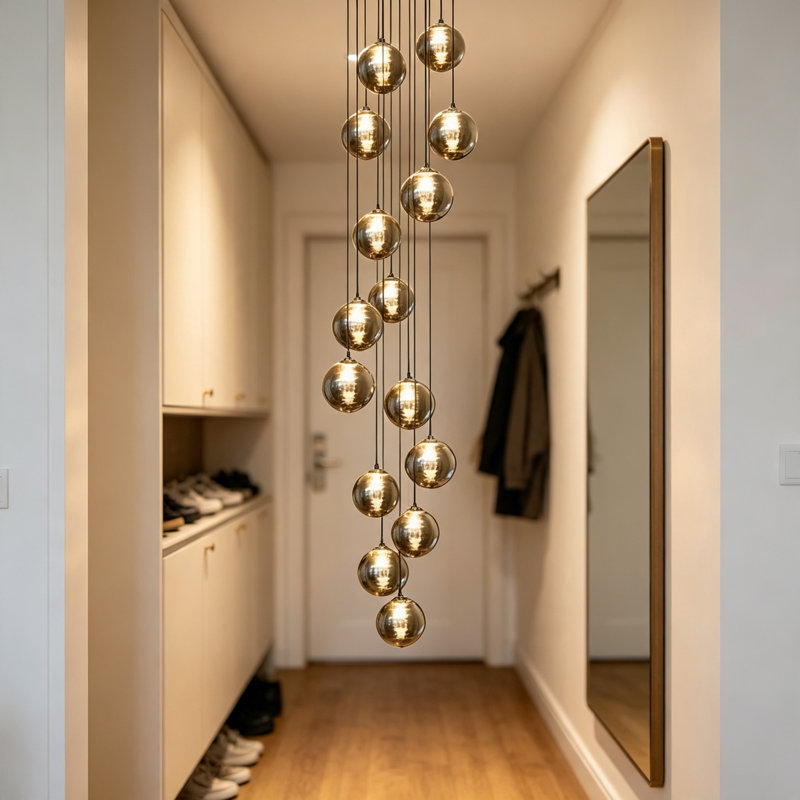 Amice 15-Light Adjustable Glass Cluster Pendant, Grey