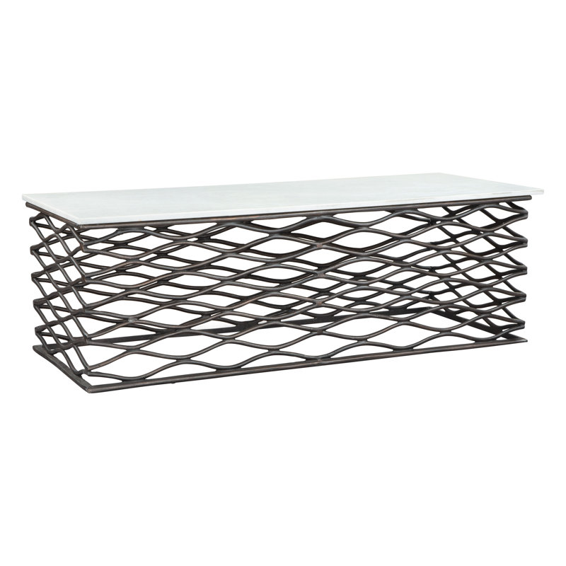 Coffee Table White & Antique Bronze