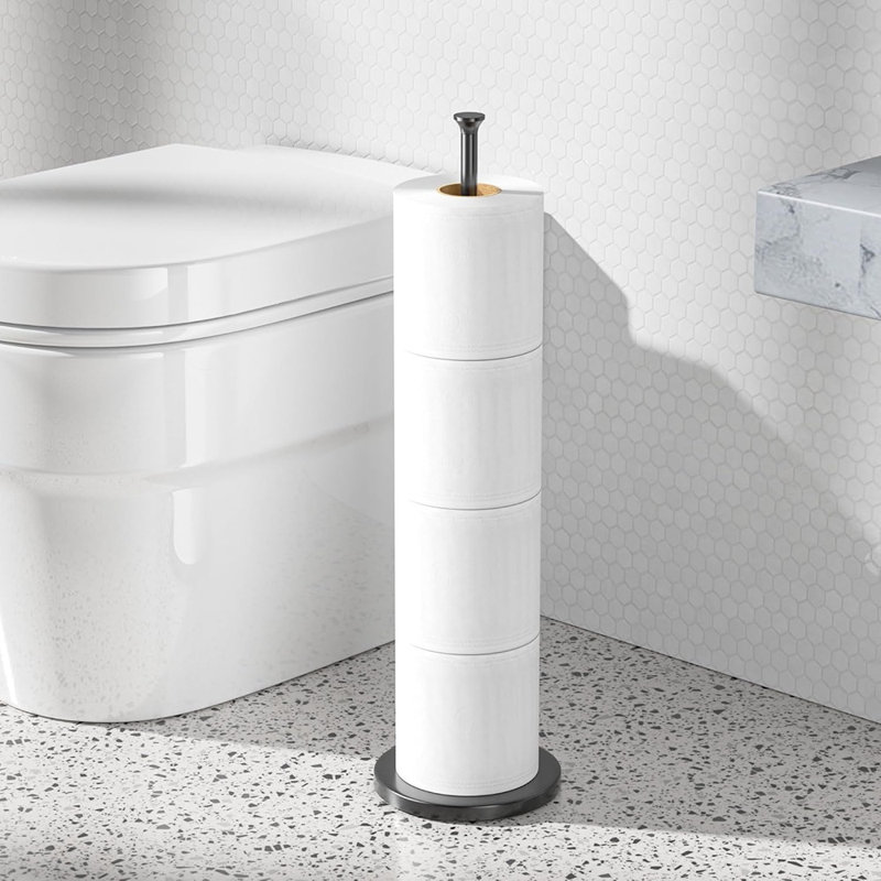 Porte-papier hygiénique sur pied - Conception compacte pour 4 à 6 rouleaux, style moderne