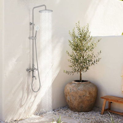 Douche d'extérieur murale 47 pouces en acier inoxydable 304 à 47 fonctions avec bec de lavage des pieds
