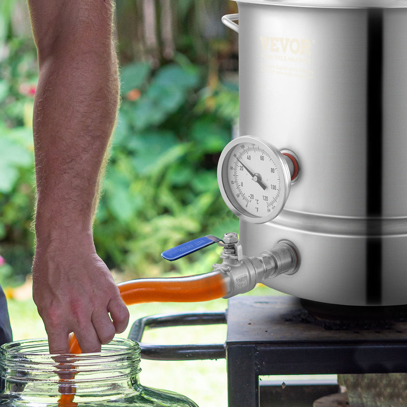 VEVOR 5-Gallon Stainless Steel Induction Brewing Kettle with Thermometer