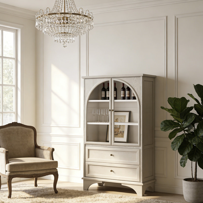 52.17"H Glass Door Display Case Storage Cabinet With 2 Drawers And Adjustable Shelf, Spacious Storage Solutions, Curio Cabinet