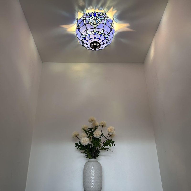 Tiffany Glass Flush Mount, Blue