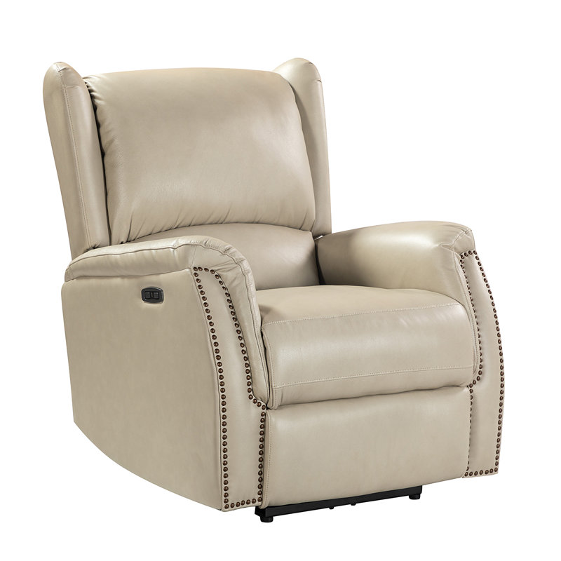 Fauteuil inclinable électrique en cuir véritable Domingo, Beige