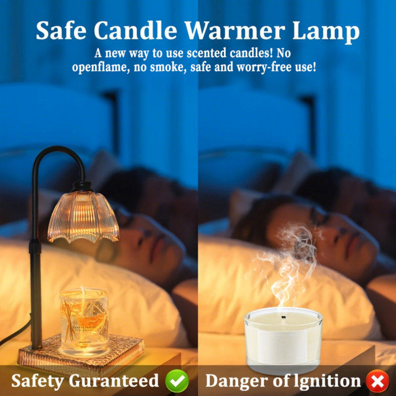 Candle Warmer Lamp With Timer, Electric Candle Lamp Warmer, Adjustable Height Jar Candle Warmer Dimmable For Scented Jar Candles, Vintage Home Decor Candle Lamp, Gifts For Women On Chrismas Birthday (black 028)