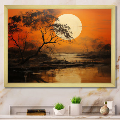 «Moon On Tangerine Twilight Landscape II», reproduction sur toile