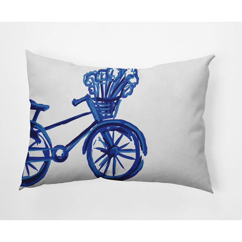 Coussin et housse de coussin d'extérieur Bicicleta, 14 po x 20 po, Bleu