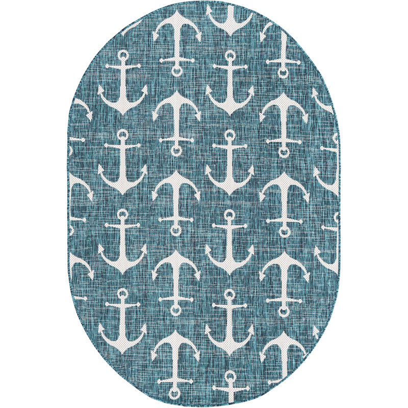 Outdoor Ayton Area Rug Sea Grass Color, Oval 5'3" x 7'10"