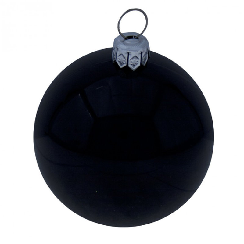 Bauble, Black Shiny, 4cm H x 4cm W x 4cm D