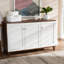 Armoire à chaussures 3 portes Coolidge au fini bicolore blanc et noyer, H 44,75 po x l 28,5 po x P 12,25 po-1322826578