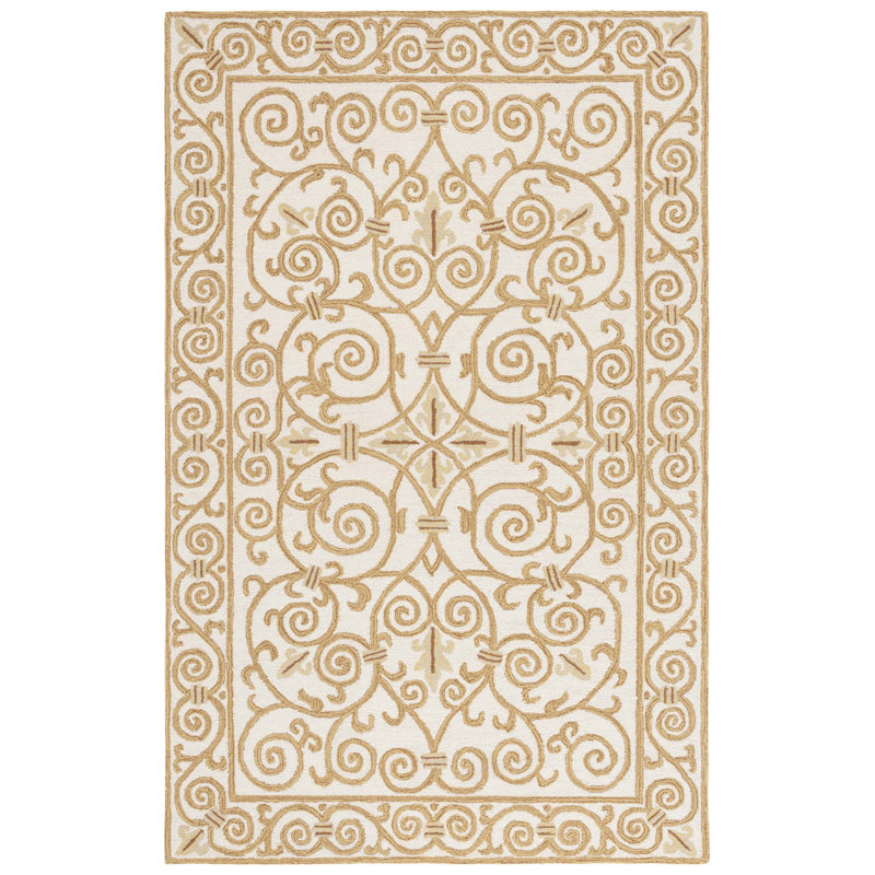 Bissette Hand Hooked Wool Pile Oriental Rug, Oval 4'6" x 6'6"