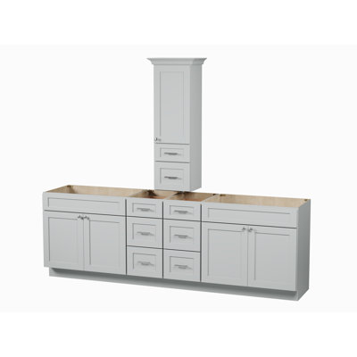 Disar 102' Double Bathroom Vanity With Counter Top Tall Cabinet Base Only