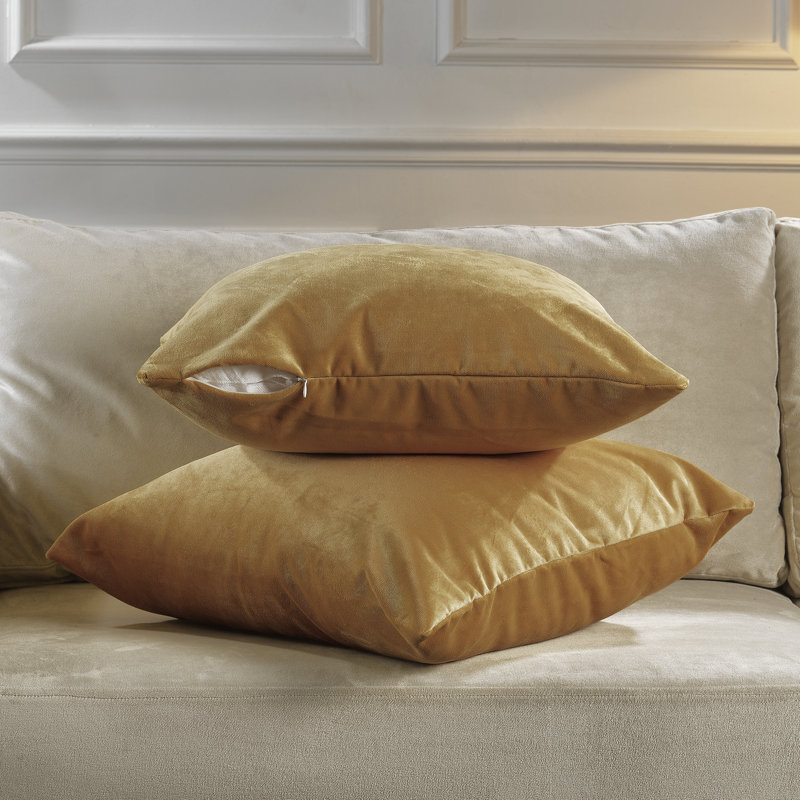 Matte Velvet Pillow Cover, 16" x 16", 61 Dijon