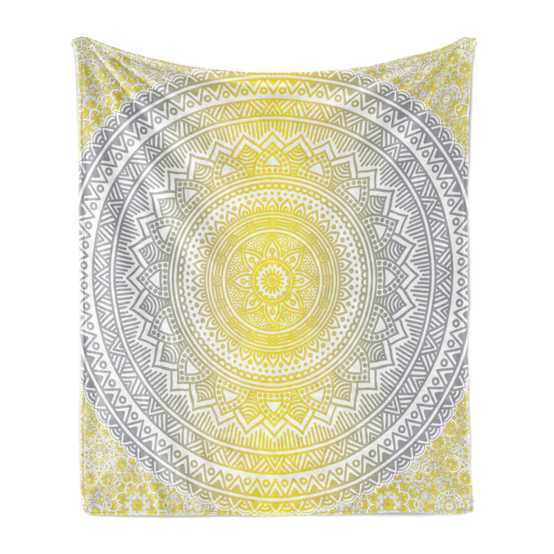 Hand Woven Throw Blanket, 60" x 80", Gray Yellow
