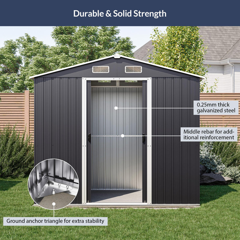 8 ft. W x 6 ft. D Galvanized Steel Storage Shed