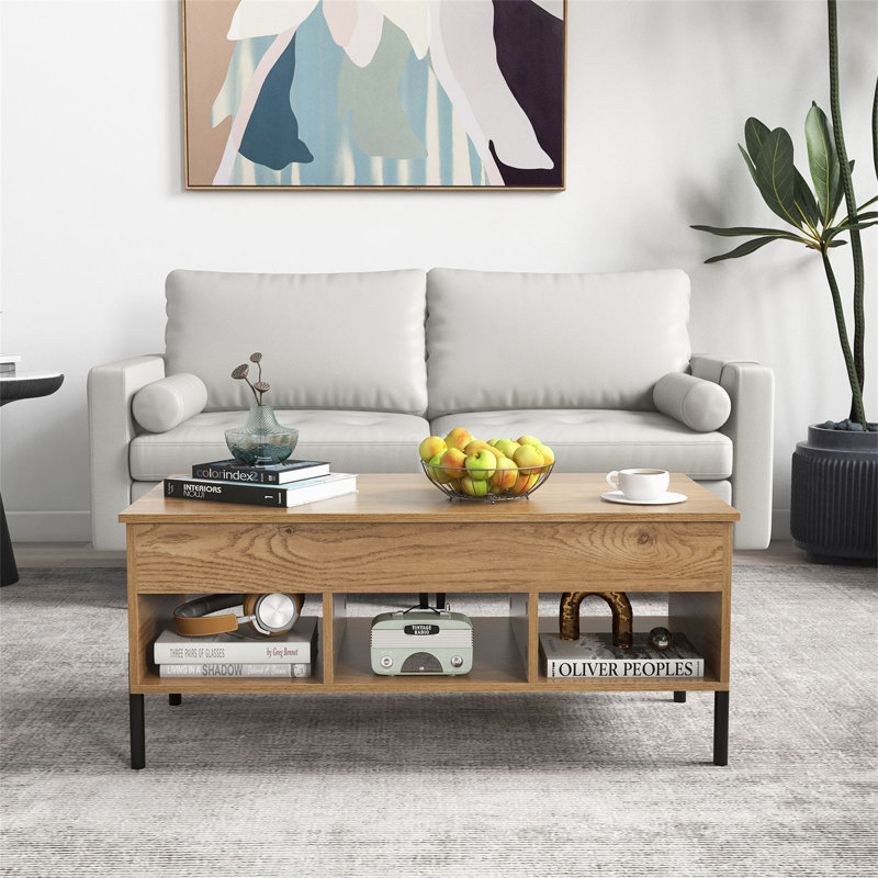 Coffee Table with Storage, Brown, Brown