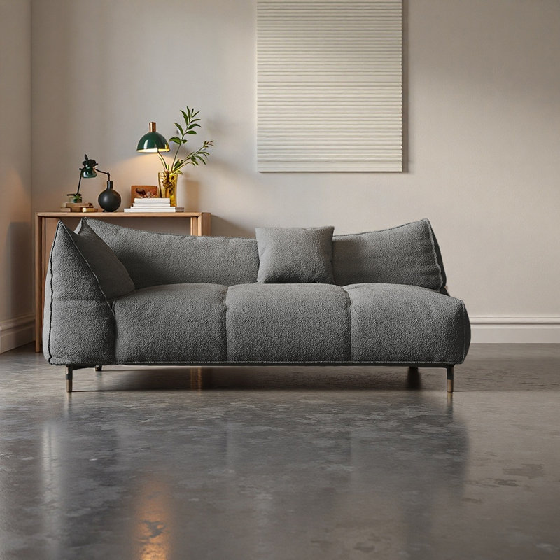 Chaise longue en flanelle de luxe en bois massif, Gris, Orienté à gauche (vu de face)