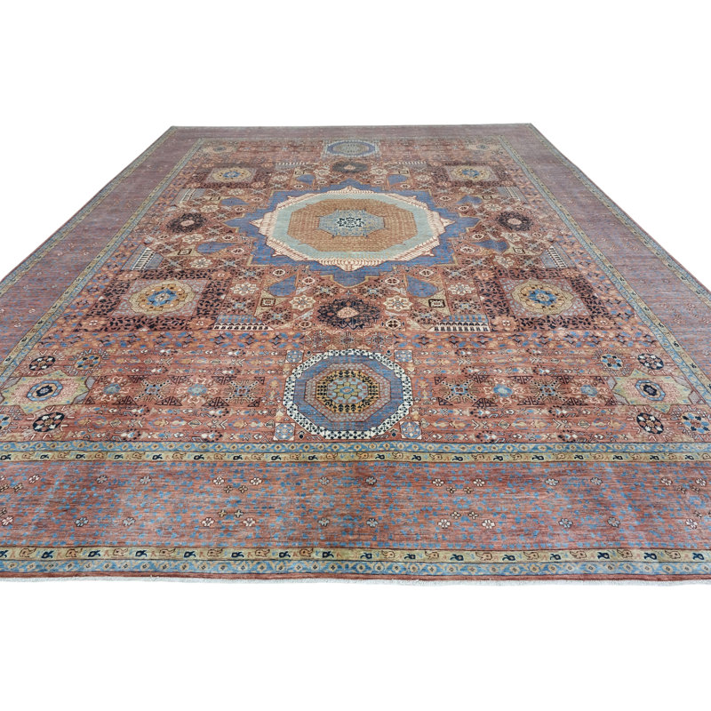 High-Quality Hand-Knotted Blue And Red Area Rug