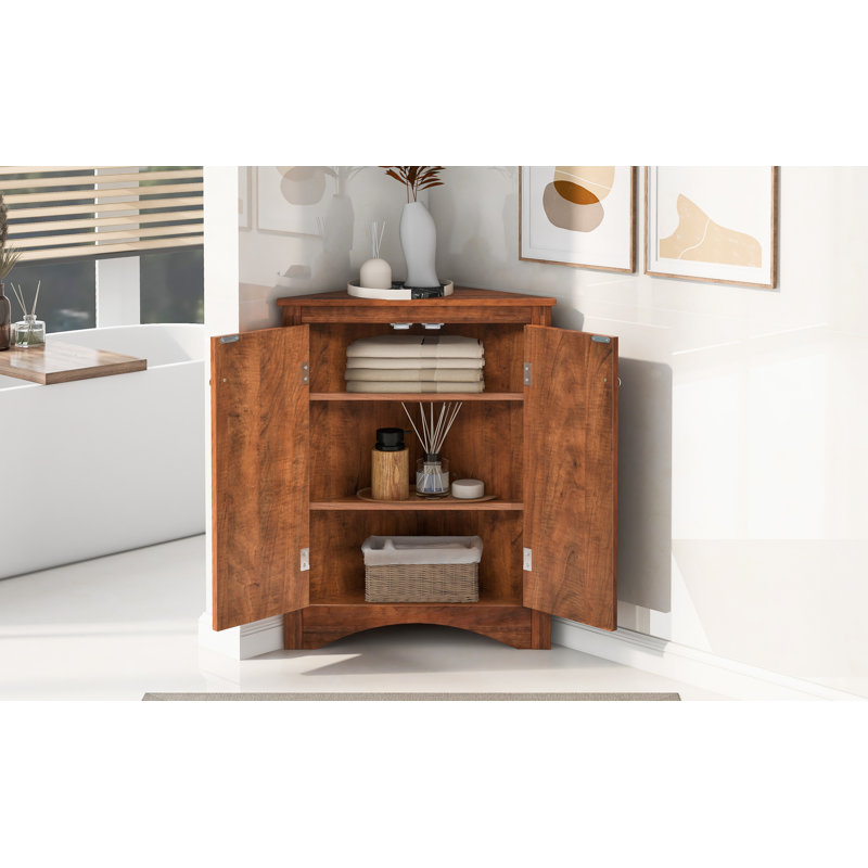 Armoire de coin Delyra, H 31,5 po x l 12,87 po x P 23,75 po, Brun