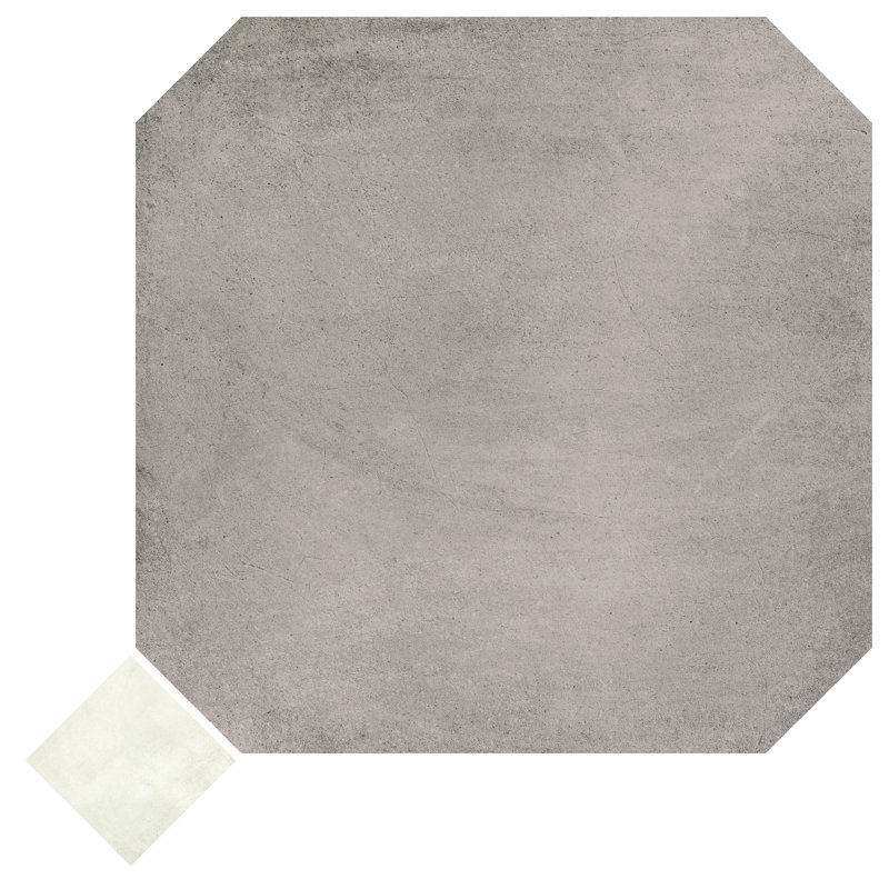 Lavande octogone avec taco 7-7 / 8 po X 7-7 / 8 po Carreau de porcelaine pour plancher et mur, Gris clair / blanc