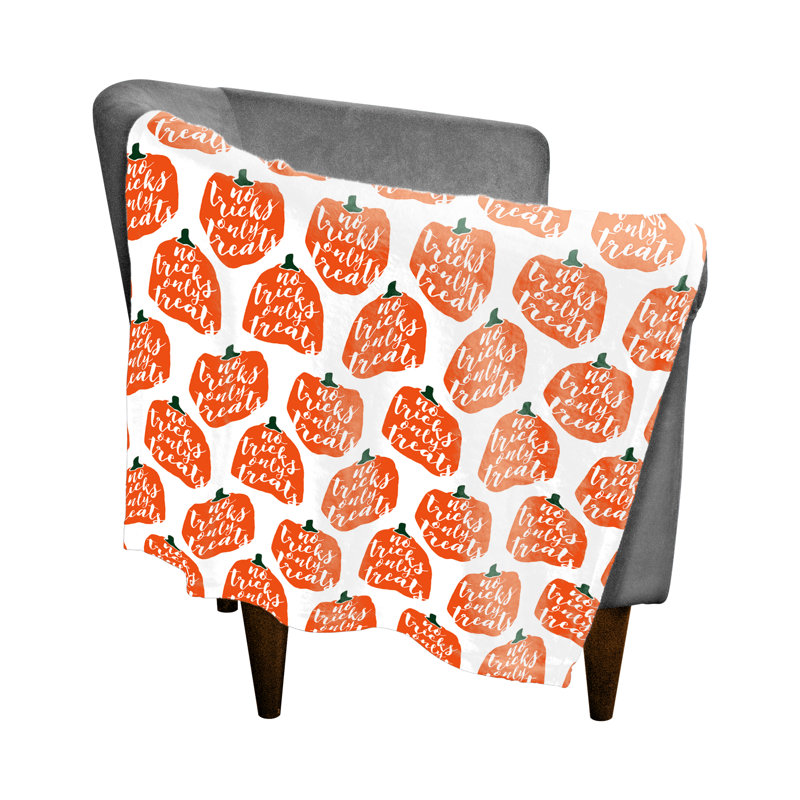 Pumpkin Pattern Hand Woven Throw Blanket, 50" W x 60" L