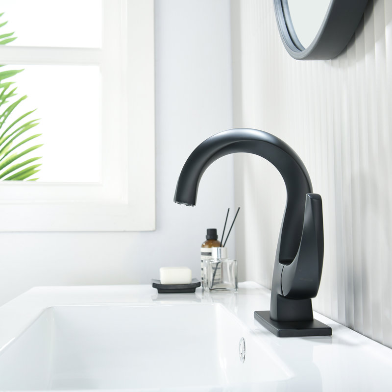 Single-Hole Single-handle Bathroom Faucet with Drain Assembly, Matte Black