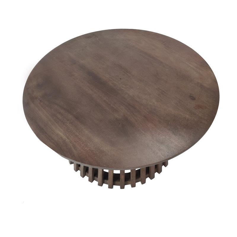 Crowell Solid Wood Pedestal Coffee Table, Walnut, 48" H x 40" L x 40" W