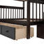 Lit superposé double avec tiroir, garde-corps et garde-robe pour chambre à coucher Stairway, espresso