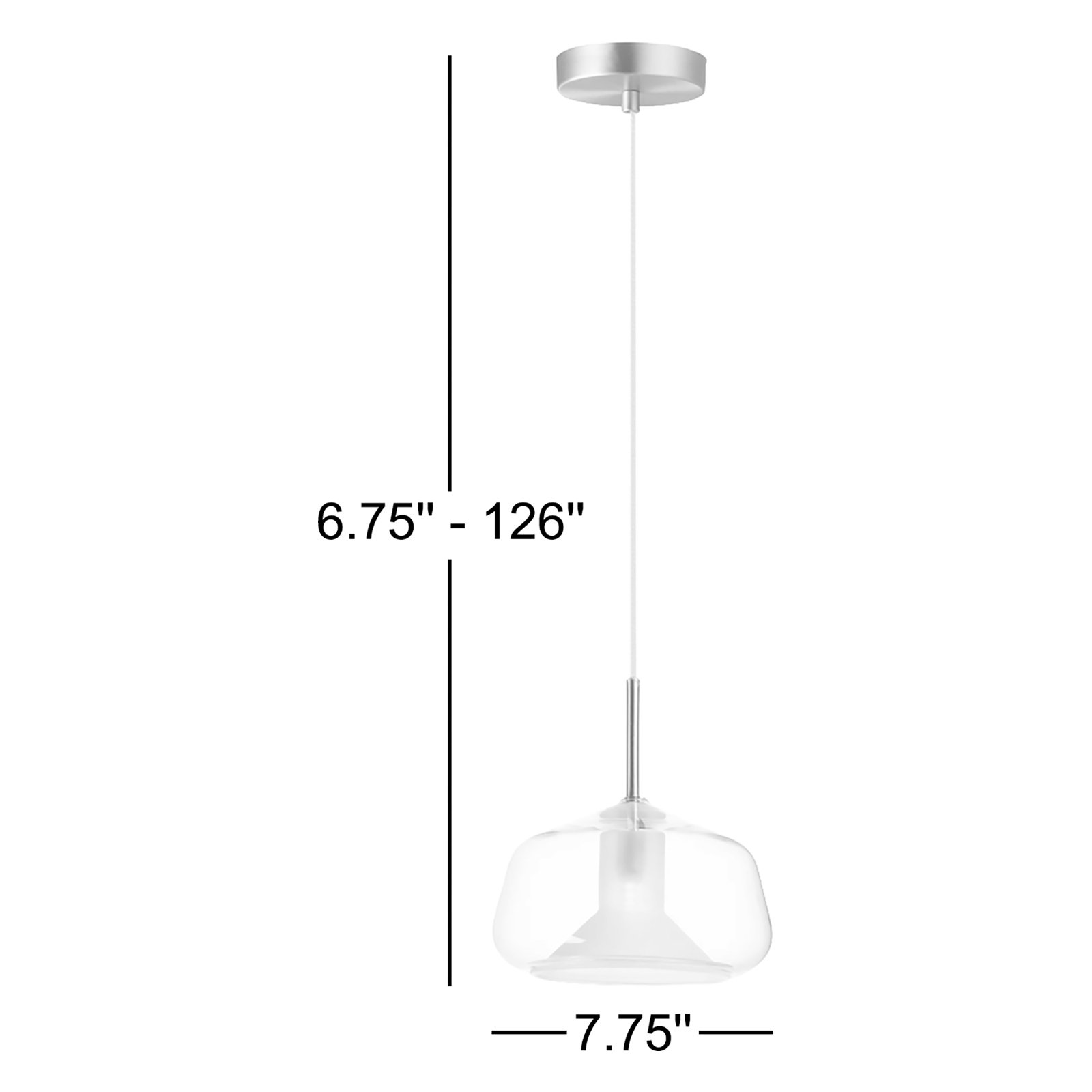 Ryia Single Light Glass Dimmable Pendant, Satin Brass, Clear