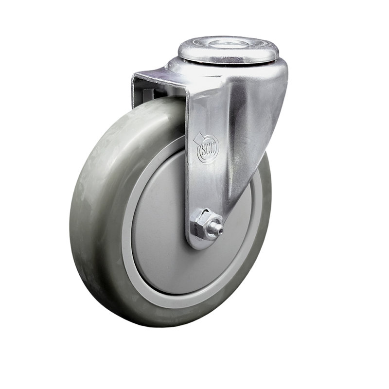 Polyurethane Swivel Bolt Hole Caster, Gray