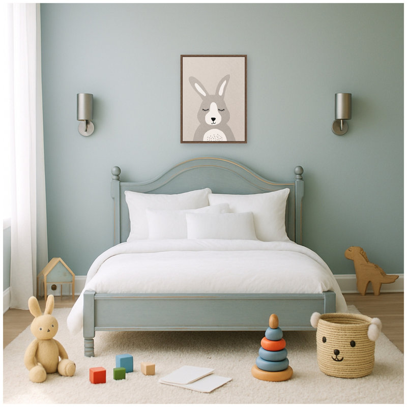 «Bunny» par juillet, reproduction d'art sur toile encadrée, Noyer Sylvie